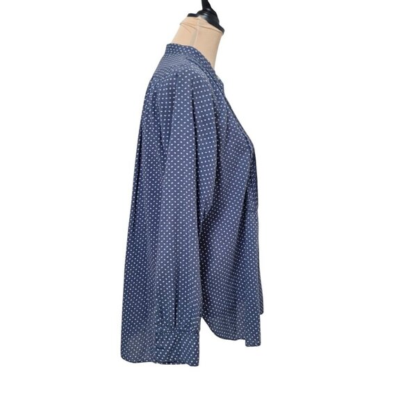 Nili Lotan Size M Blue with White Polkadot Pintuck Blouse - Picture 5 of 12
